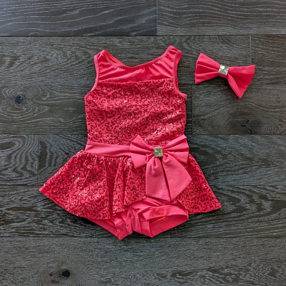 Weissman Showtime Stars Sequin Peplum Biketard Size SC
